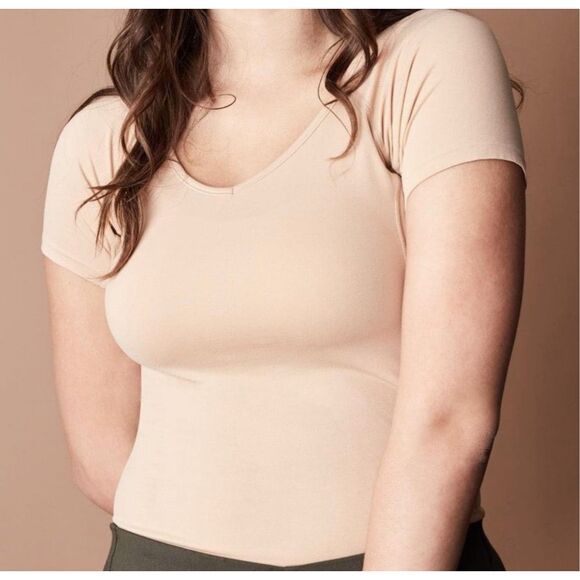 Knix Don’t Sweat It  shapewear nude v-neck L tee - Picture 1 of 4